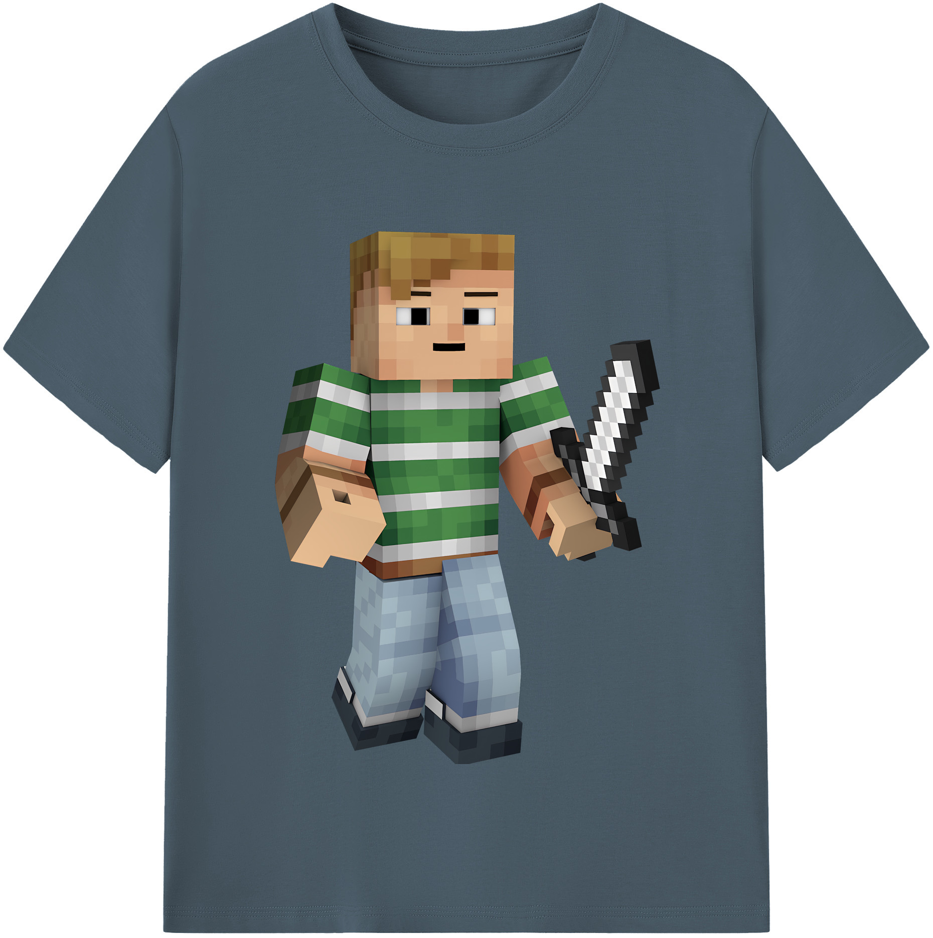 （画像用） マインクラフト ブロックの世界 Minecraft MC Block world 綿100％半袖Tシャツ（フロントプリント）